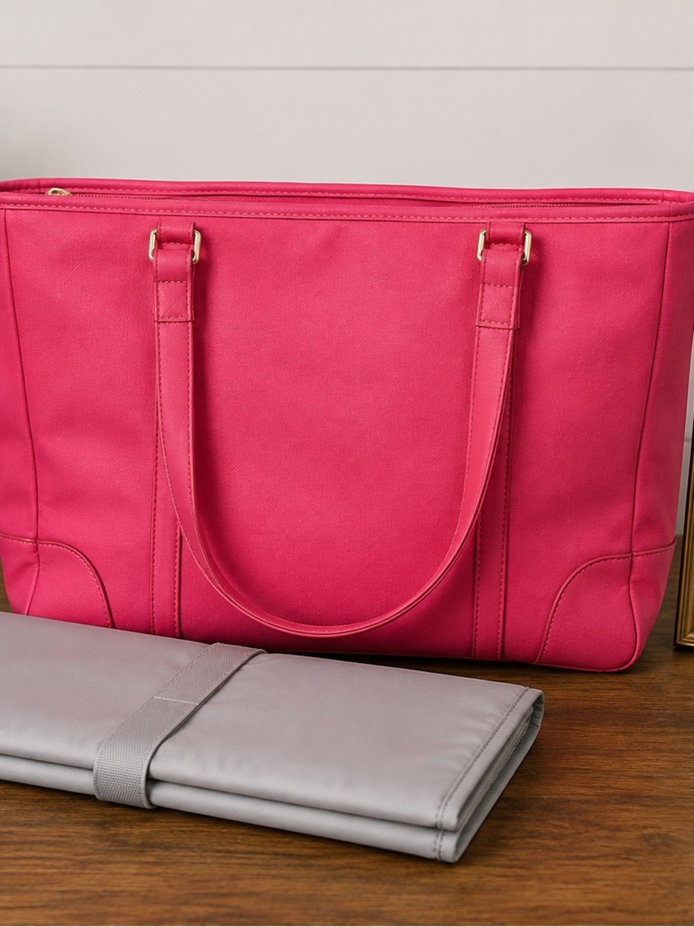 croft & barrow Hot Pink Tote Bag with Gold Hardware